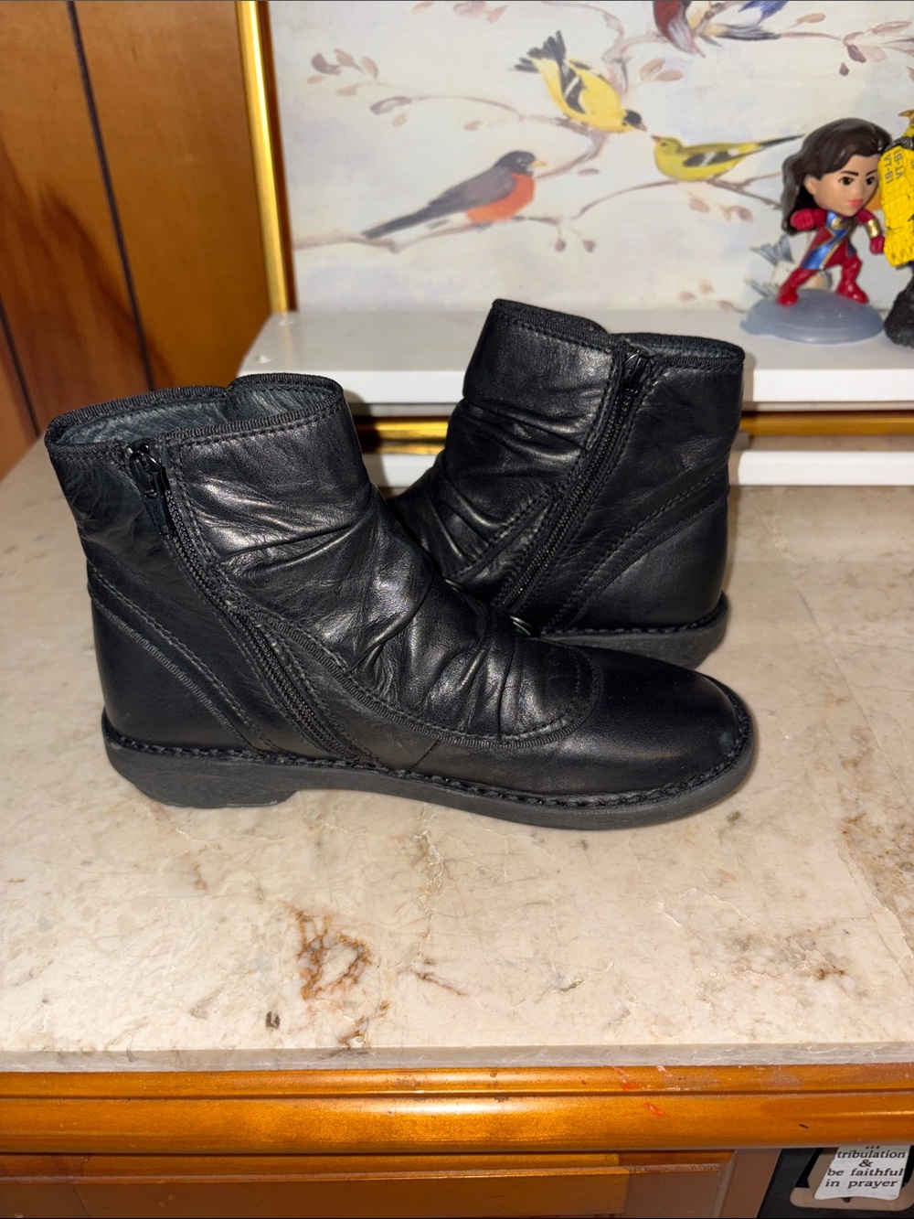 Miz Mooz-black Leather Ankle Boots - Picture 2 of 9